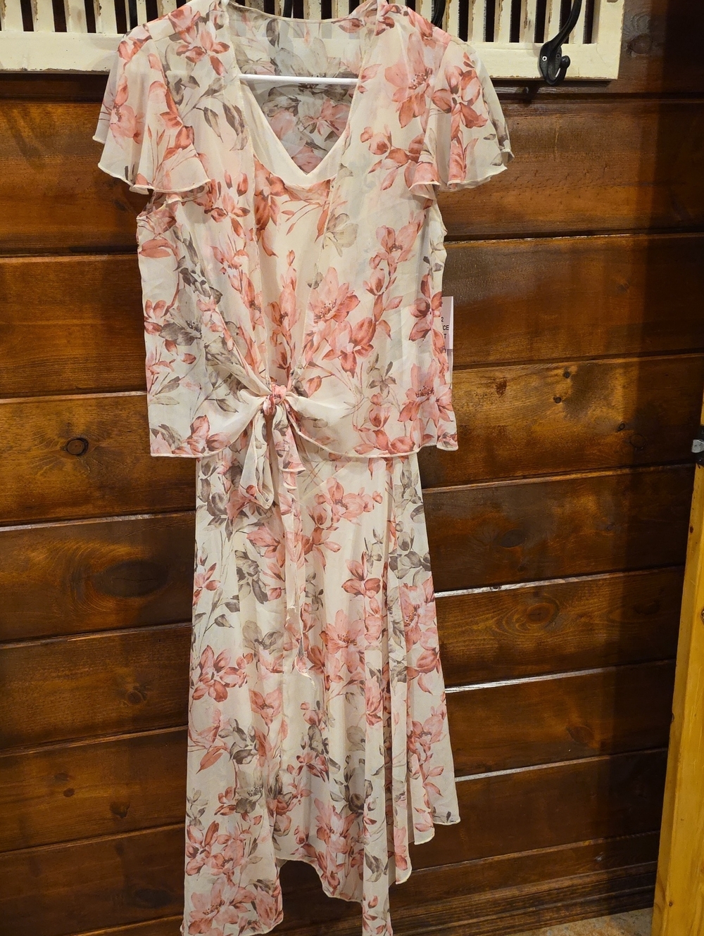 Floral Tie-Front V-Neck Midi Dress - Pink Floral